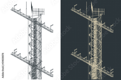 Antenna tower isometric blueprints
