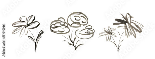 Sketched Brush Flowers