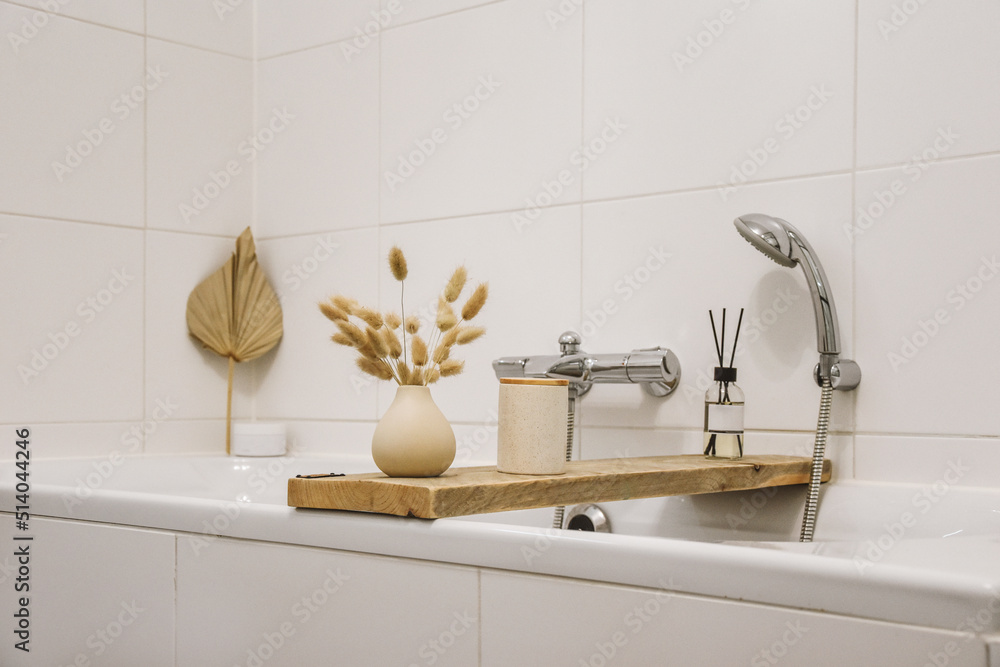Bathtub with bathroom utensils Stock Photo Adobe Stock Bathtub with bathroom utensils Stock Photo Adobe Stock