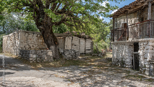 Street view in Vitina, an idyllic, famous  traditional mountain village in Arcadia, Central Peloponnes, Greece. photo
