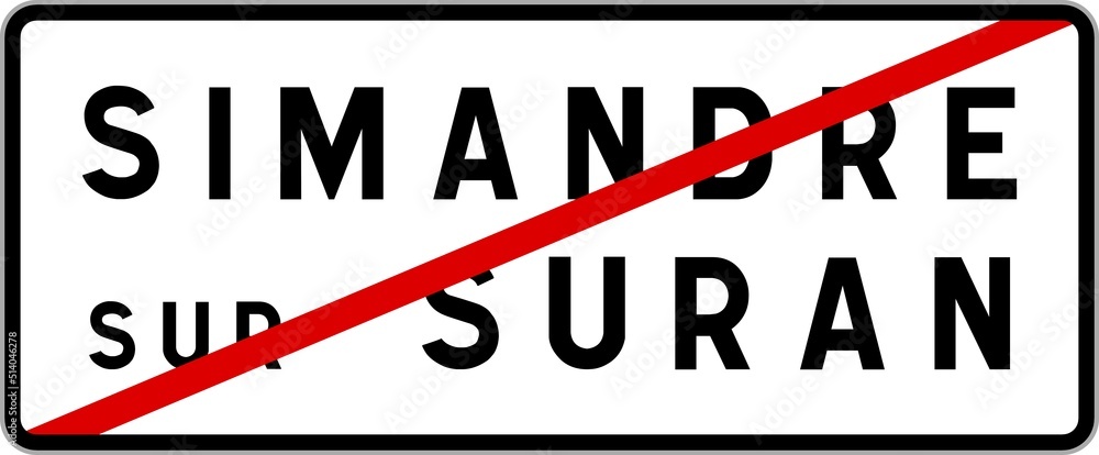 Panneau sortie ville agglomération Simandre-sur-Suran / Town exit sign Simandre-sur-Suran Panneau sortie ville agglomération Simandre-sur-Suran / Town exit sign Simandre-sur-Suran