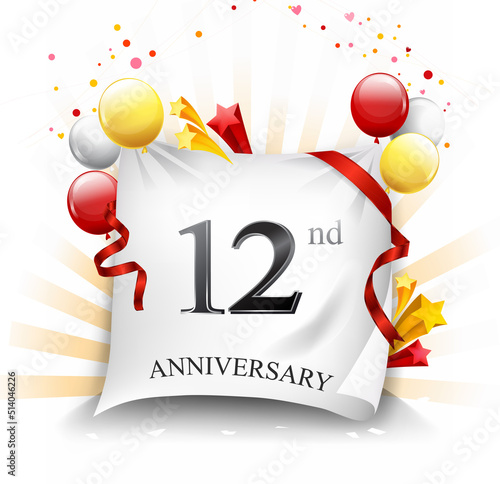 12 years anniversary vector illustration, banner, card