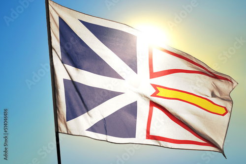 Newfoundland and Labrador province of Canada flag waving on the wind photo