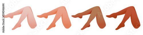 vector legs collection, different skin tones, tanned legs, smooth skin without hair