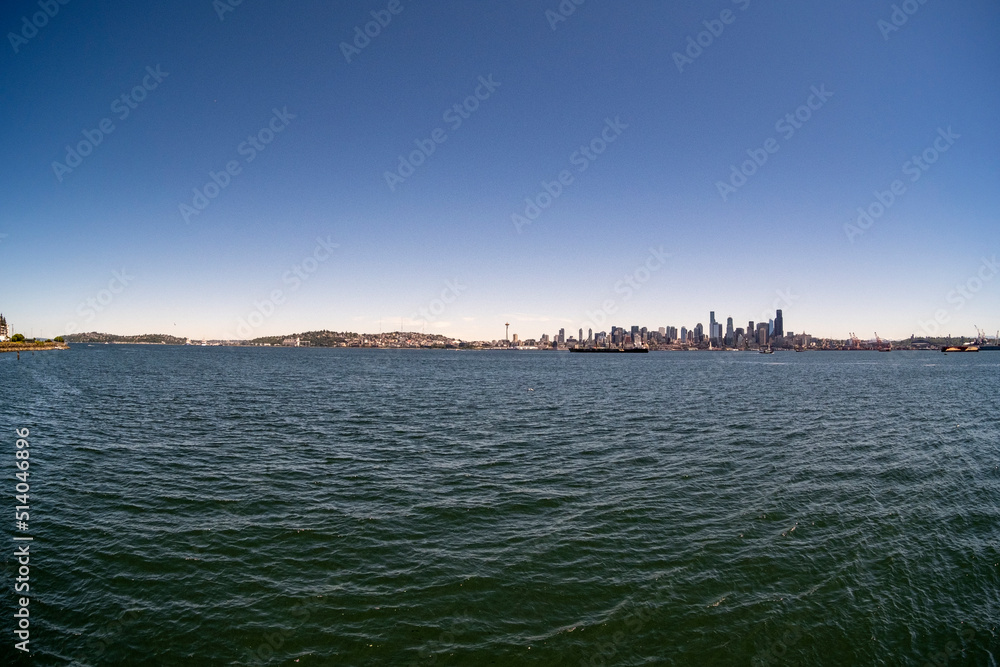 Seattle from across Elliott Bay on clear summer day