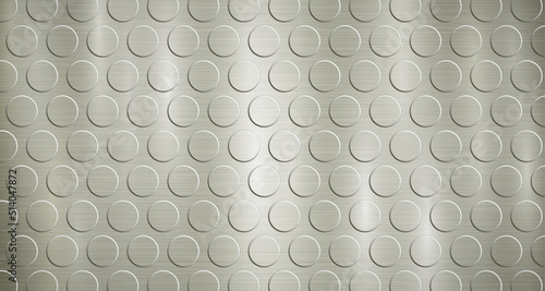 Abstract metallic background in yellow colors with highlights and a texture of voluminous convex circles