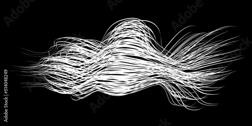 White flow brushstroke on white background.. Fluffy bunch of white politics. Abstract disheveled fibres. Vector illustration swirl blur. Crayons and chalk paint, fibers, hair and bunch