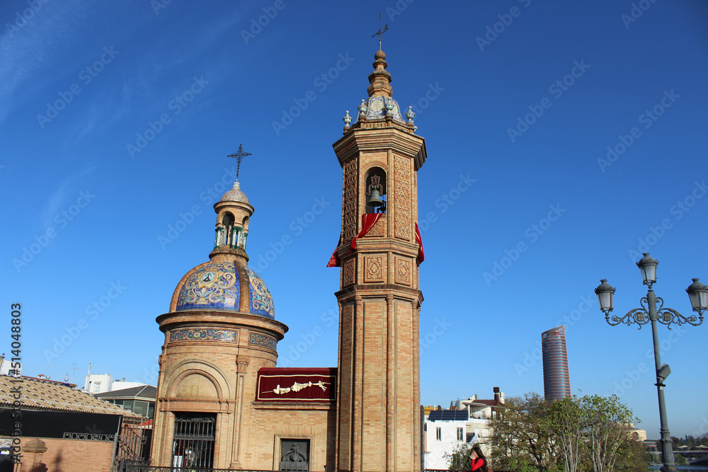 Fototapeta premium Chapel Virgin of the Carmen in coast of the Guadalquivir, in the Triana district, Seville, Spain.