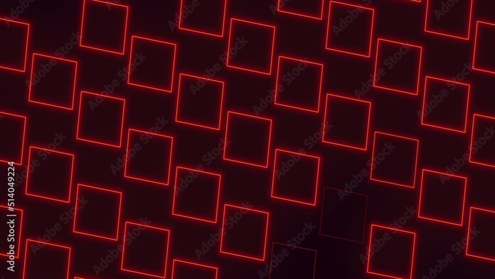 Neon red squares pattern with pulse effect, motion abstract business, corporate and club style background Neon red squares pattern with pulse effect, motion abstract business, corporate and club style background