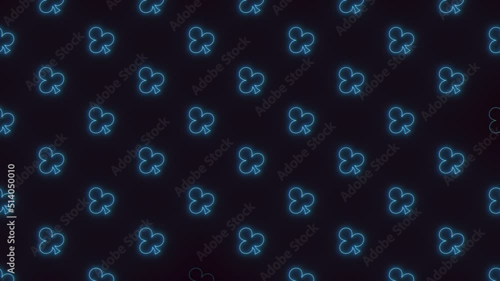 Blue neon clubs card pattern in retro style, motion abstract business, corporate and club style background Blue neon clubs card pattern in retro style, motion abstract business, corporate and club style background