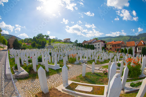 Muslim cemetery dedicated to the victims of the Bosnian war, in Sarajevo, Bosnia and Herzegovina. photo