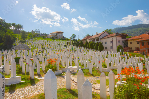 Fototapeta Muslim cemetery dedicated to the victims of the Bosnian war, in Sarajevo, Bosnia and Herzegovina
