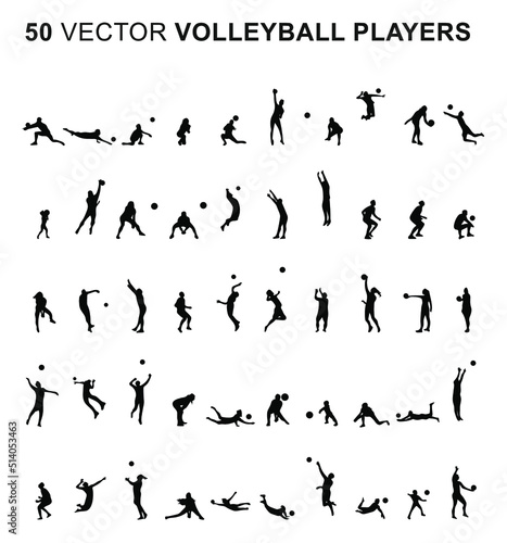 50 Volleyball players - Vector