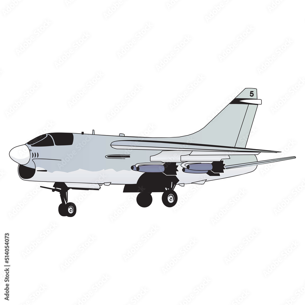 Air transport, military fighter, usaf aviation jet aircraft, cartoon style vector illustration, isolated on white. Air transport, military fighter, usaf aviation jet aircraft, cartoon style vector illustration, isolated on white.