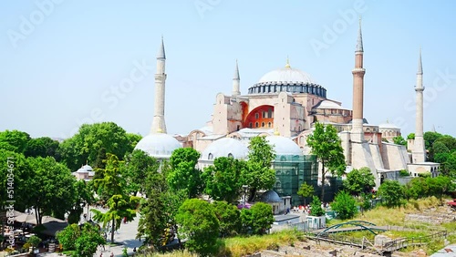 St. Sophia Cathedral and near park territory in old town of Istanbul, Turkey photo