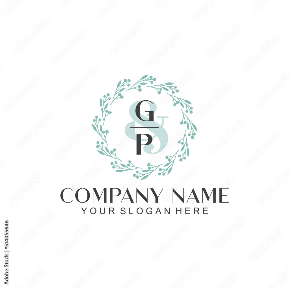 GP Beauty vector initial logo GP Beauty vector initial logo