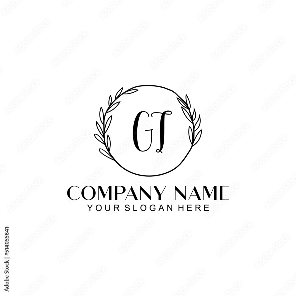 GT Beauty vector initial logo GT Beauty vector initial logo