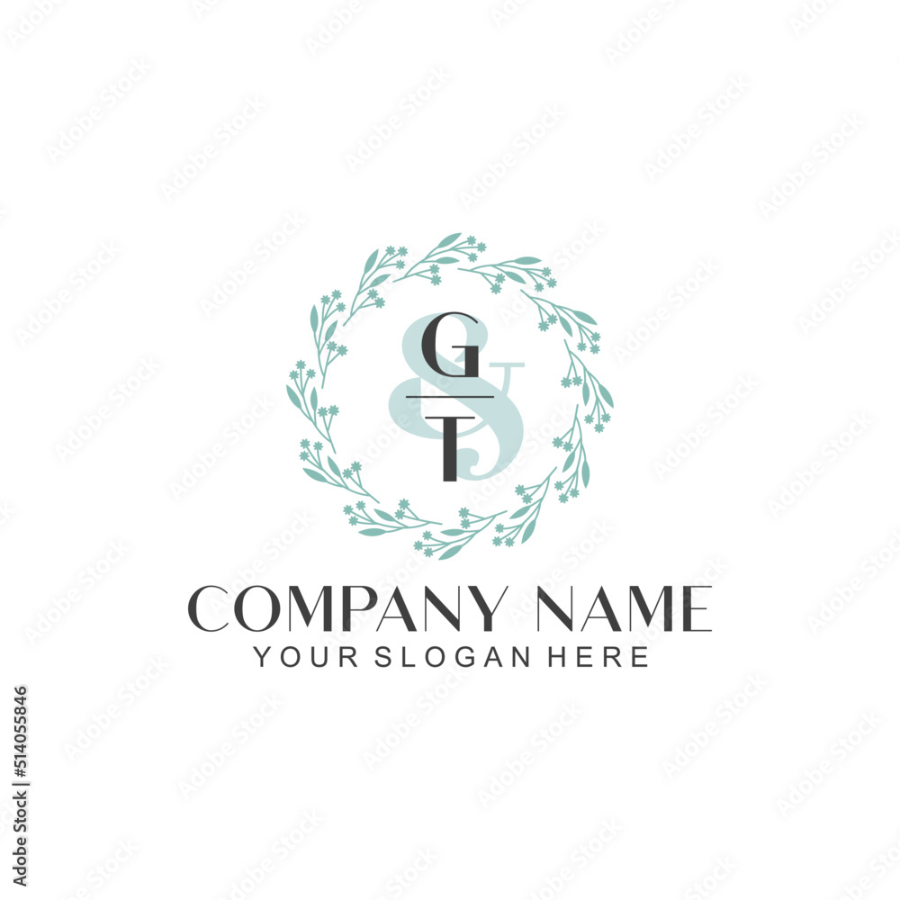 GT Beauty vector initial logo GT Beauty vector initial logo