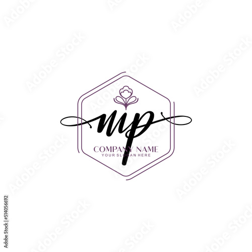 MP signature logo template vector
