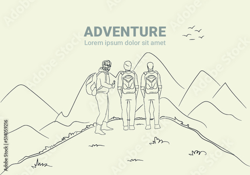 Adventure in mountainous terrain Hiking adventure tourism travel