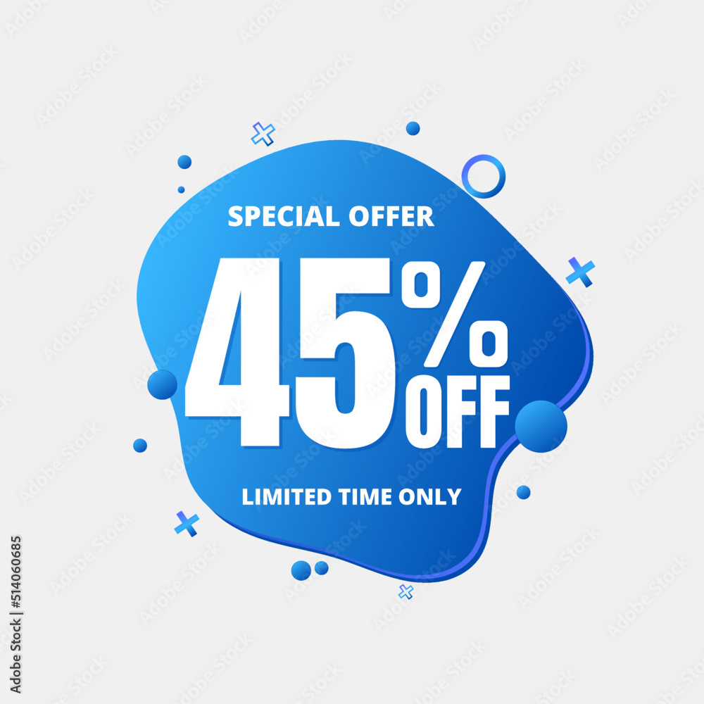 45% percent off, special (offer), limited time only. 3D light blue bubble design. Super discount online coupon. vector illustration, Forty five 45% percent off, special (offer), limited time only. 3D light blue bubble design. Super discount online coupon. vector illustration, Forty five