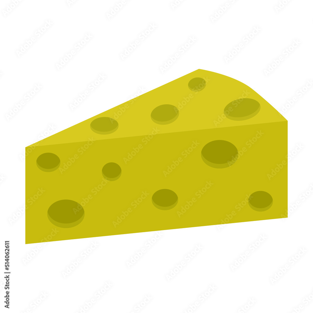 Piece of cheese. Cheese with holes. Vector