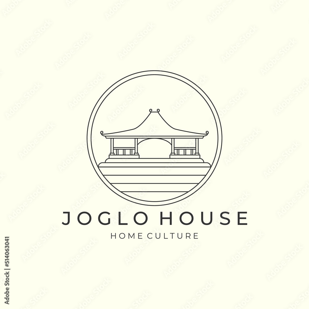 joglo house with linear and emblem style logo icon template design. home, javanese , traditional, culture, vector illustration joglo house with linear and emblem style logo icon template design. home, javanese , traditional, culture, vector illustration