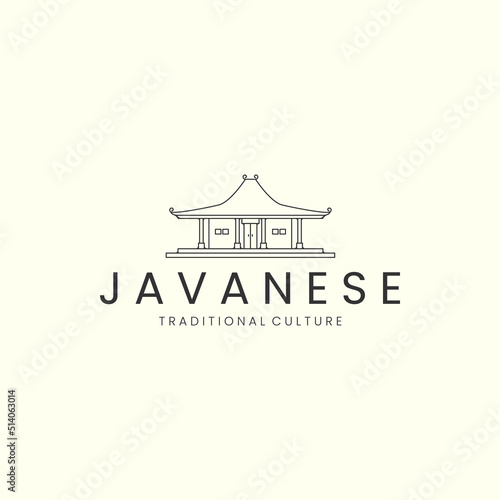 joglo house with linear minimalist style logo icon template design. javanese , traditional, culture, vector illustration