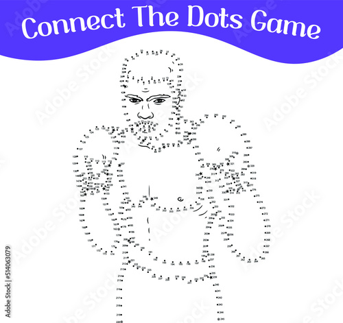 connect the dots, draw game, kids puzzle work sheet, famous people vector