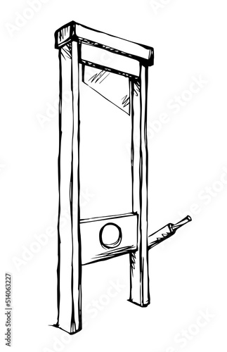 The ancient guillotine. Vector drawing