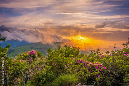 Fototapeta Naklejka Na Ścianę i Meble -  Roan Mountain Storm Cloud Sunset on the North Carolina and Tennessee Border.