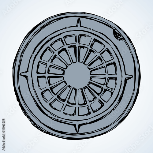 Round manhole cover. Vector drawing