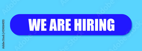 We are hiring new person. Purple icon with shadow on blue background