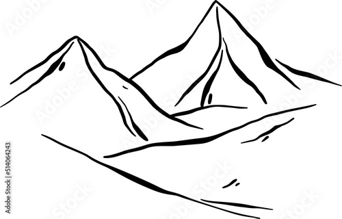 The mountains, hand draw line vector illustration