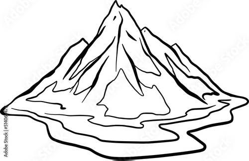 The mountains, hand draw line vector illustration
