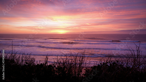 Sunset over a beach in Lincoln City  Oregon