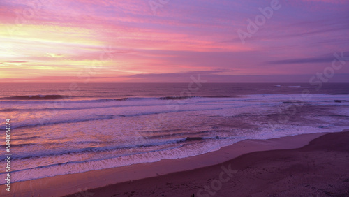 Sunset over a beach in Lincoln City, Oregon