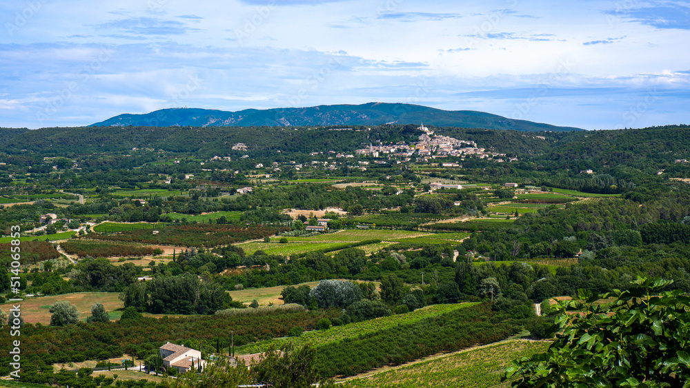 Villages dot the French countryside - Luberon region of Provence in the summer