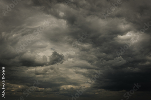 Dramatic dark storm clouds, abstract background, summer rain.