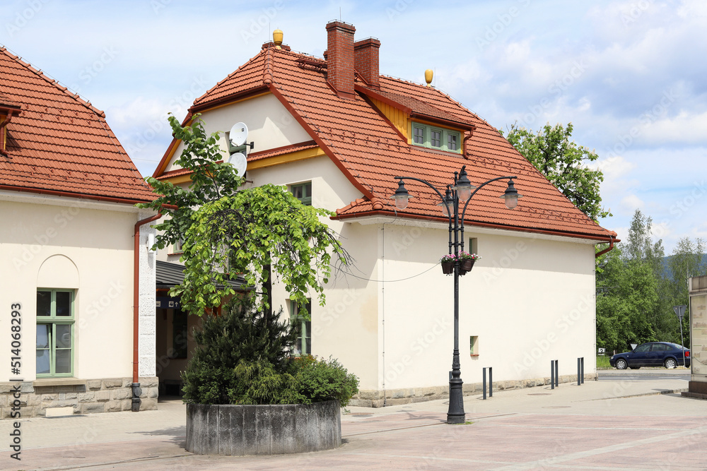 RABKA ZDROJ, POLAND - MAY 31, 2022: Railway station in Rabka Zdroj, Poland.