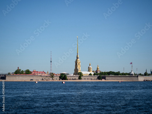 Panoramic view of Peter and Paul Fortress and Neva River, Saint Petersburg, Russia