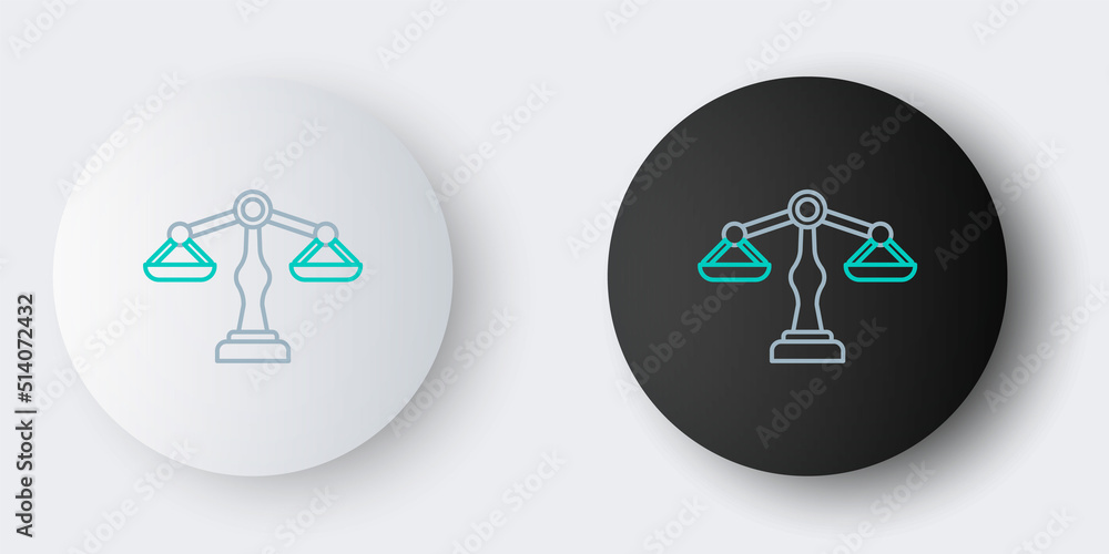 Line Scales of justice icon isolated on grey background. Court of law symbol. Balance scale sign. Colorful outline concept. Vector Line Scales of justice icon isolated on grey background. Court of law symbol. Balance scale sign. Colorful outline concept. Vector