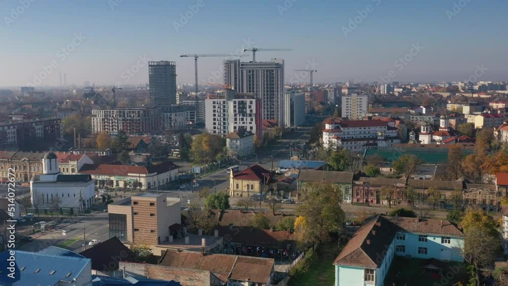 Timisoara city - old and new buildings - aerial panorama Timisoara city - old and new buildings - aerial panorama