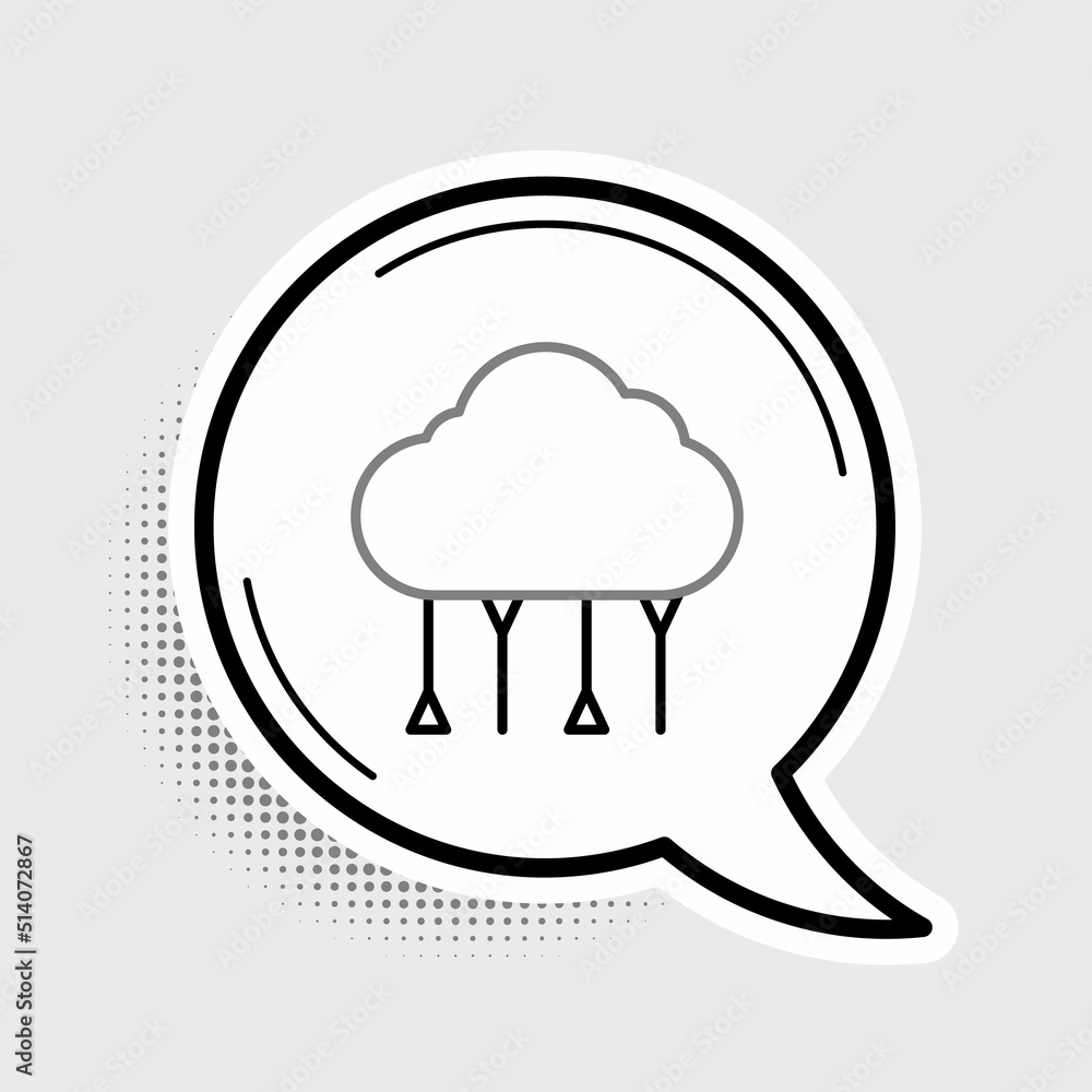 Line Network cloud connection icon isolated on grey background. Social technology. Cloud computing concept. Colorful outline concept. Vector Line Network cloud connection icon isolated on grey background. Social technology. Cloud computing concept. Colorful outline concept. Vector