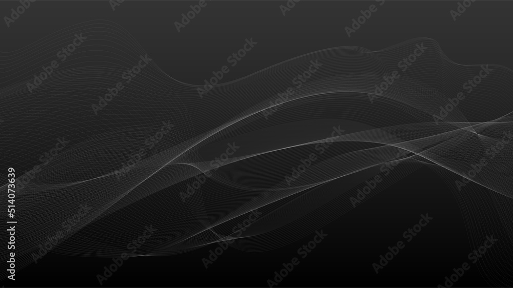Fototapeta premium Abstract futuristic wavy stripes. Abstract twisted lines on a black gradient background. Vector.