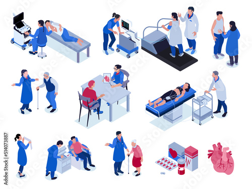 Cardiologist Isometric Icons Set