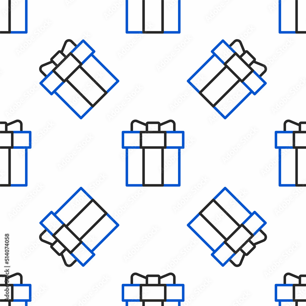 Line Gift box icon isolated seamless pattern on white background. Valentines day. Colorful outline concept. Vector Line Gift box icon isolated seamless pattern on white background. Valentines day. Colorful outline concept. Vector