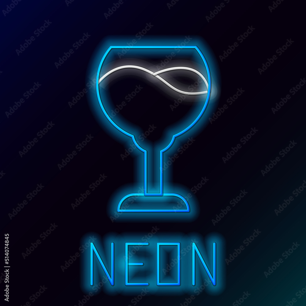 Glowing neon line Wine glass icon isolated on black background. Wineglass sign. Colorful outline concept. Vector Glowing neon line Wine glass icon isolated on black background. Wineglass sign. Colorful outline concept. Vector