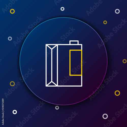 Line Paper package for kefir icon isolated on blue background. Dieting food for healthy lifestyle and probiotics fulfillment. Colorful outline concept. Vector