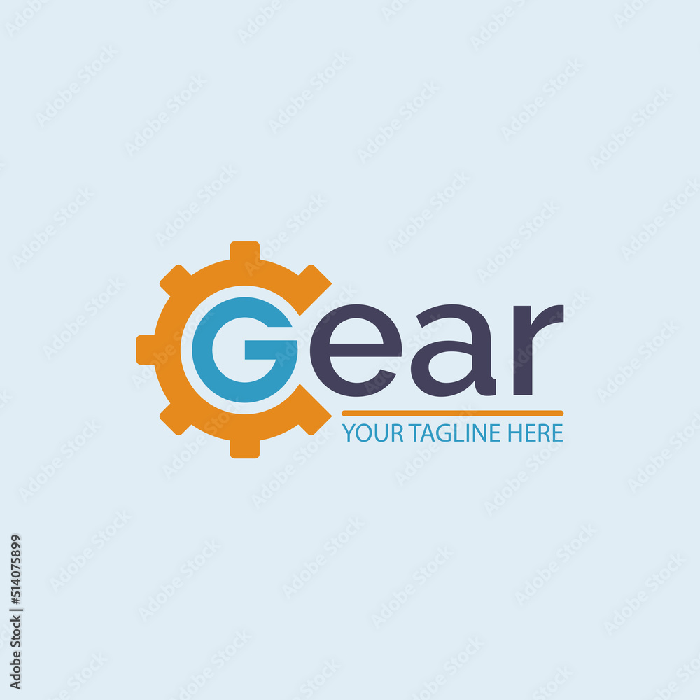 mechanic gear text letter G logo template design for brand or company and other